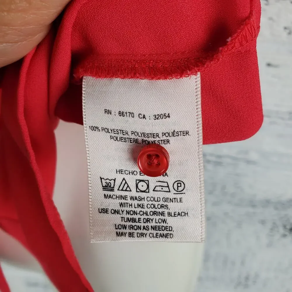 Maeve Anthropologie Red Button Front Sleeveless Blouse 2 XS Panel Neck Office